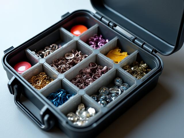 結構化的釣具箱,內部有各種隔層